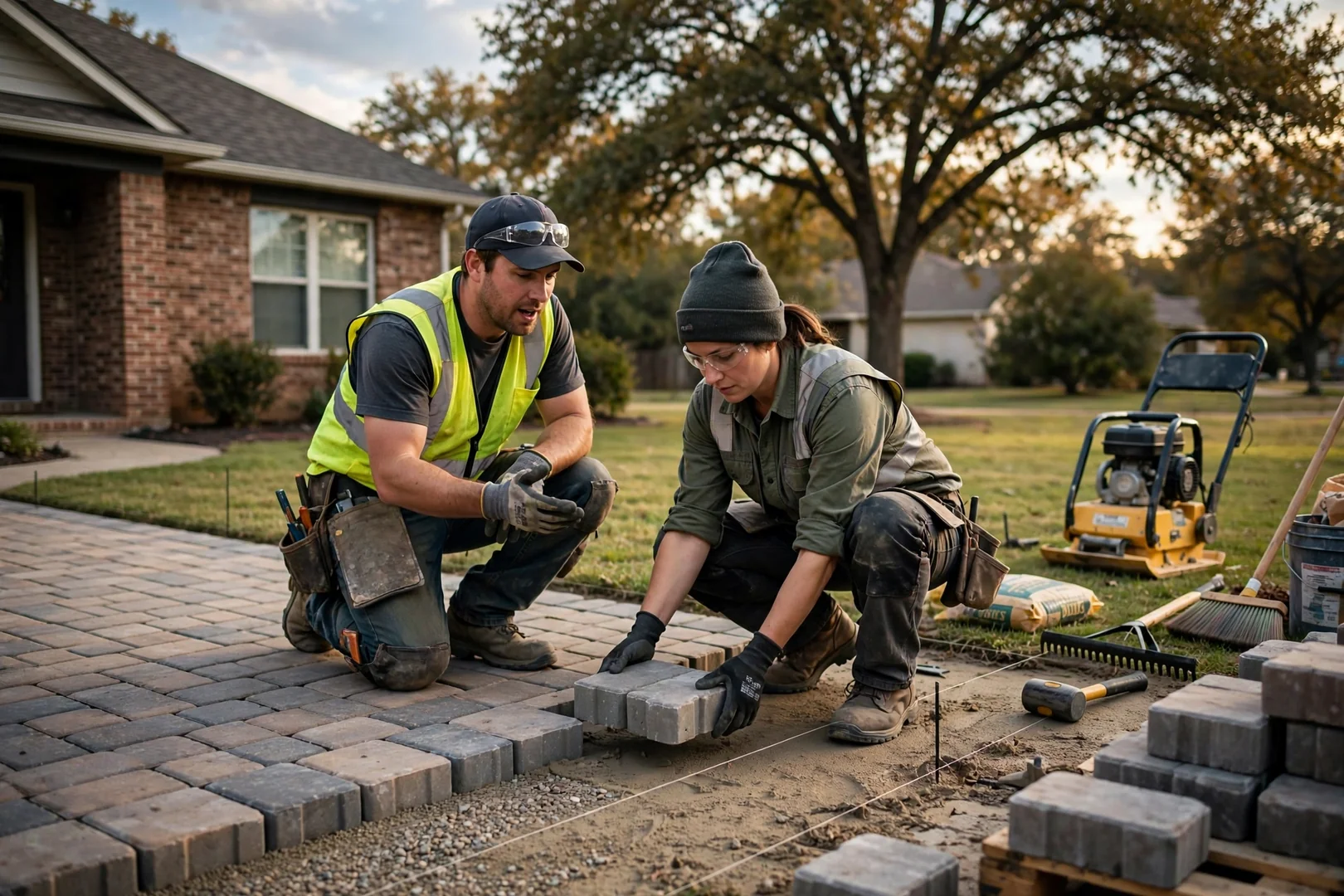 Paver installer calling a homeowner about a new patio